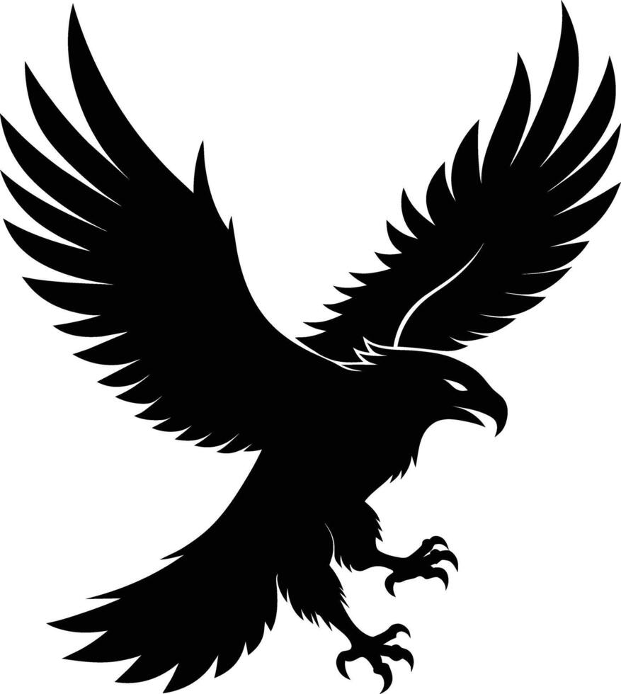 een zwart en wit silhouet van een adelaar vector