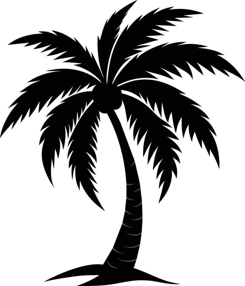 palmboom silhouet op witte achtergrond vector