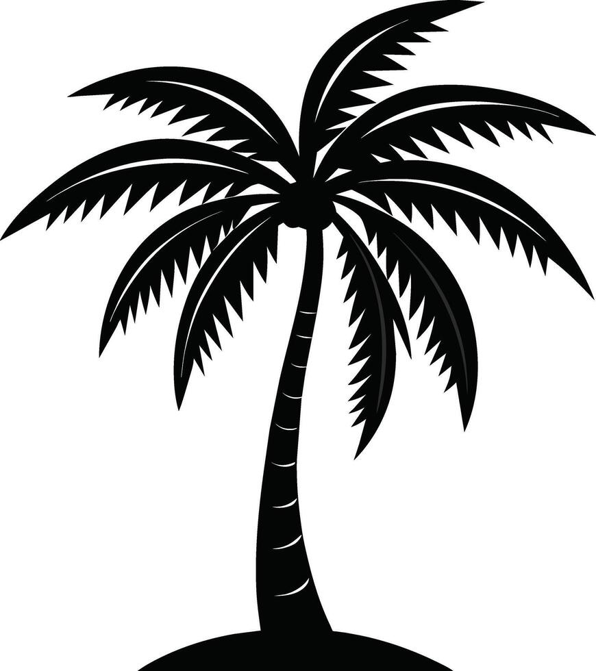 palmboom silhouet op witte achtergrond vector