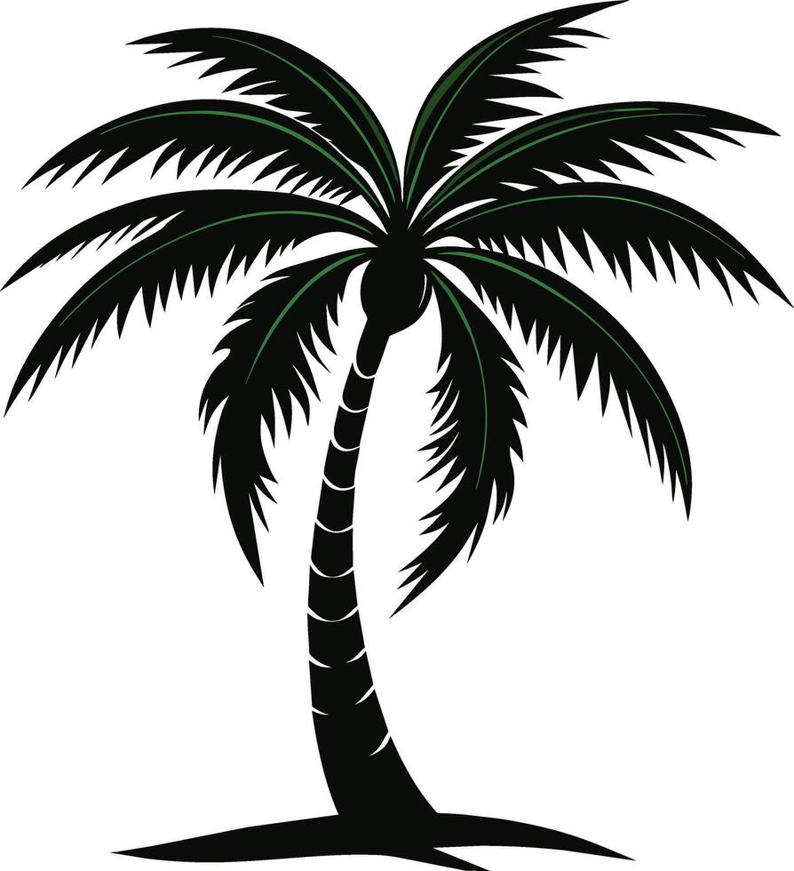 palmboom silhouet op witte achtergrond vector