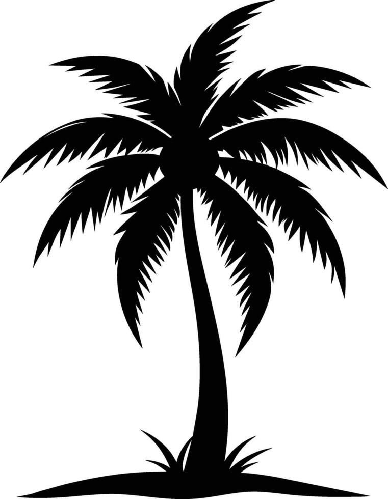 palmboom silhouet op witte achtergrond vector