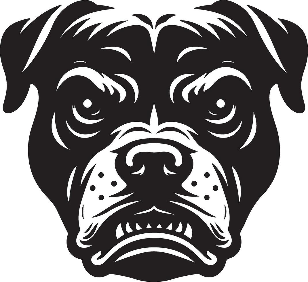 minimaal boos pitbull hond silhouet, zwart kleur silhouet 29 vector