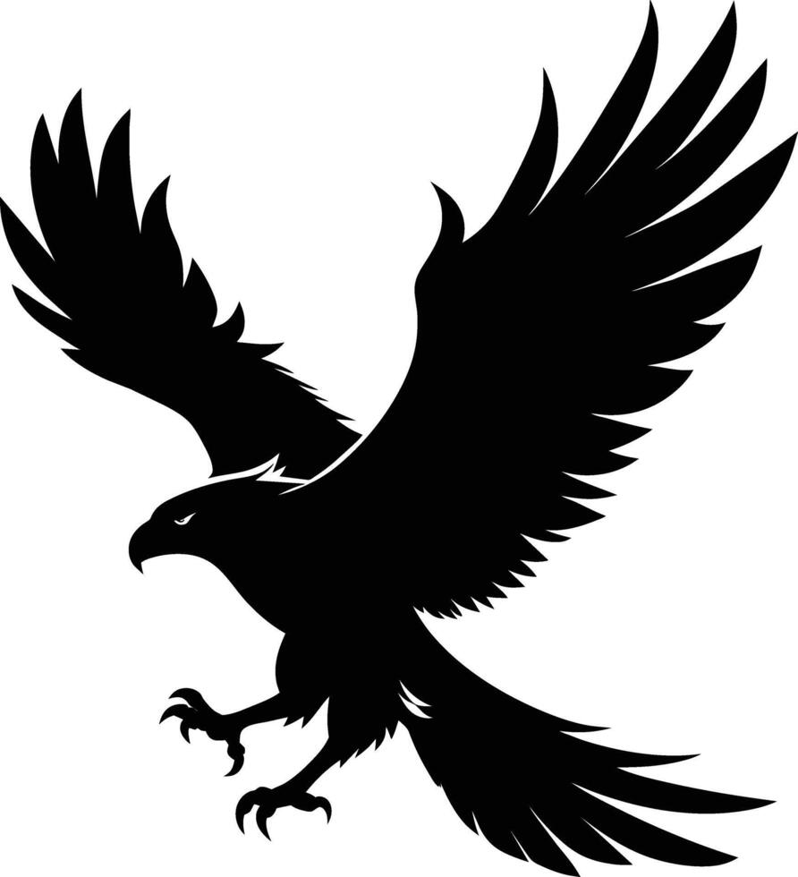 een zwart en wit silhouet van een adelaar vector