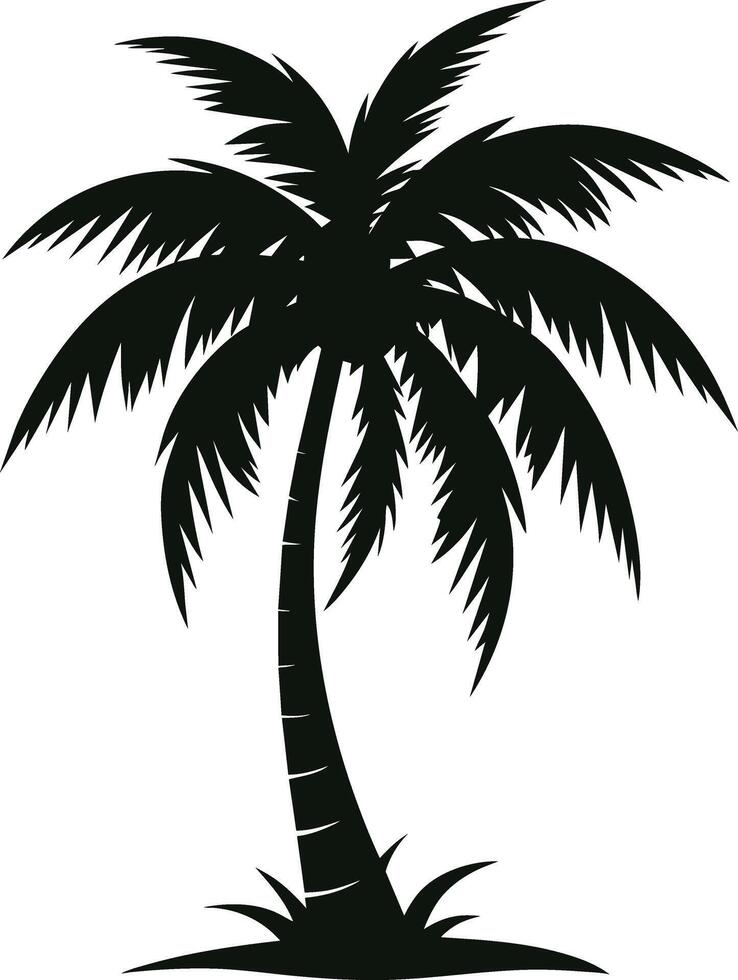 palmboom silhouet op witte achtergrond vector