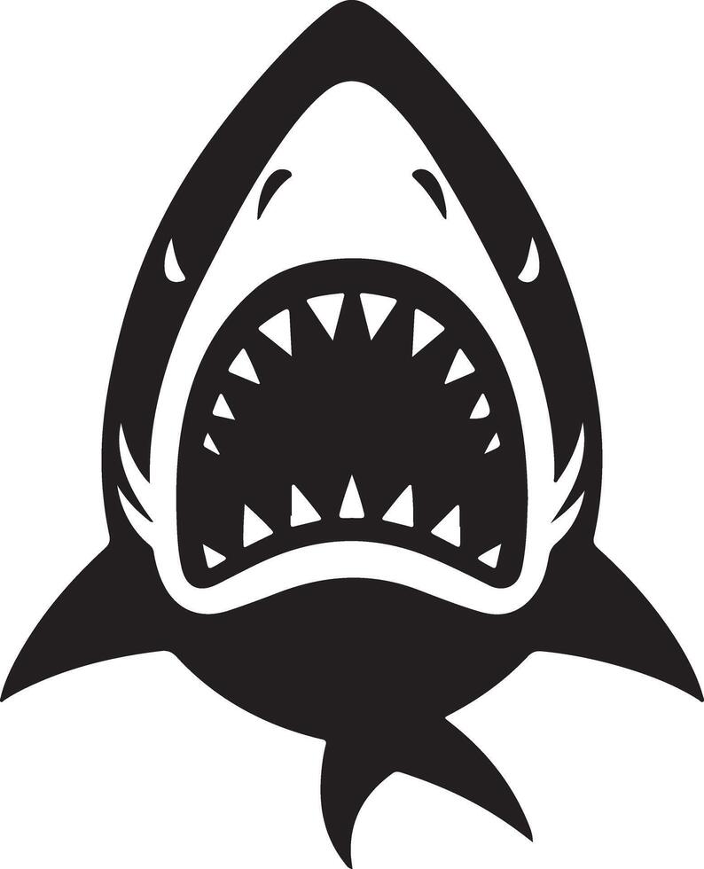 een minimaal boos haai vlak illustratie silhouet, zwart kleur silhouet 5 vector