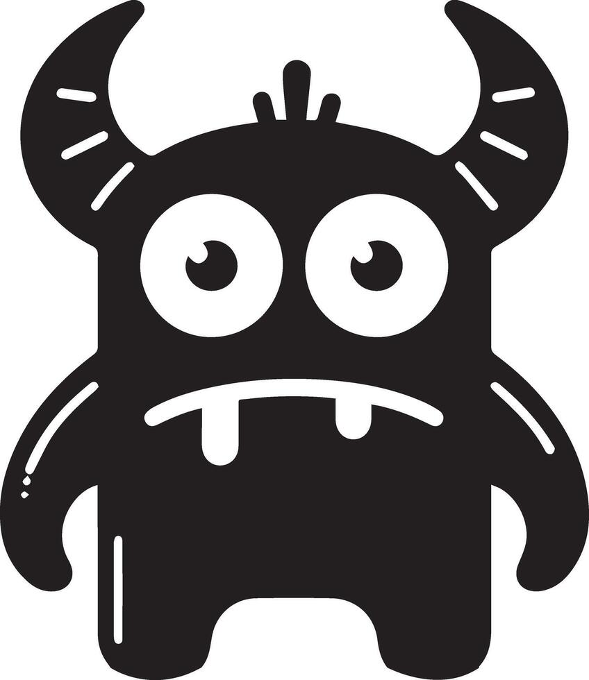 minimaal karton grappig monster tekening karakter, silhouet, zwart kleur silhouet 18 vector