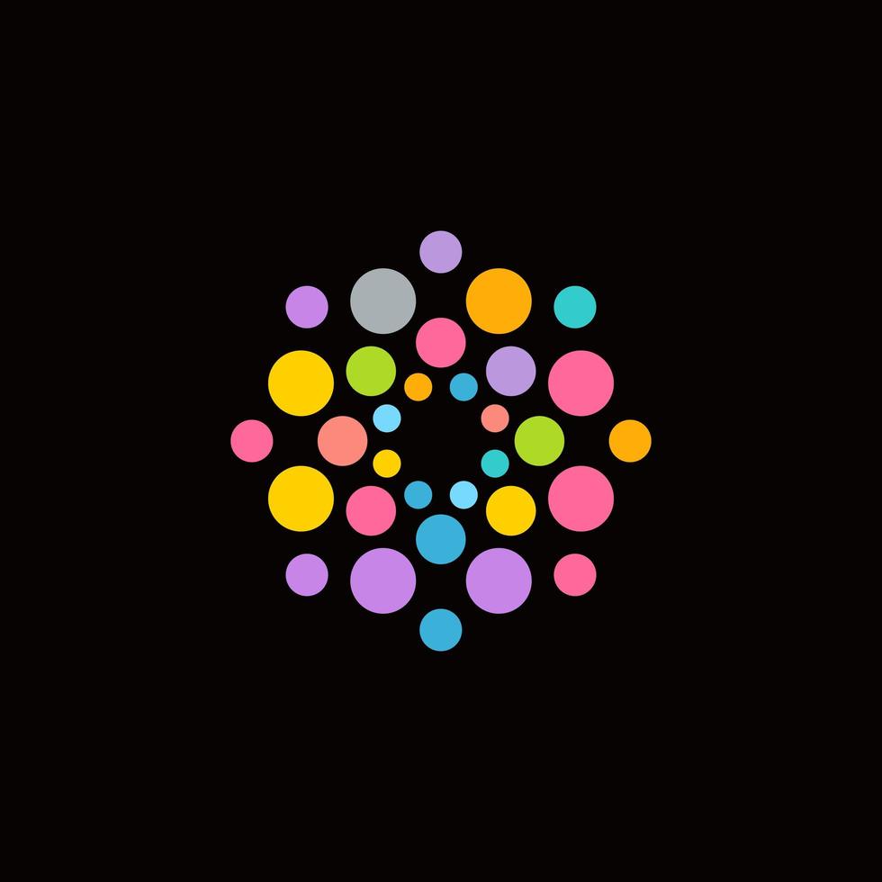 kleurrijke ballen logo concept. ideaal voor vuurwerk of bellenblaas of confetti om identiteit te tonen. vector logo sjabloon.