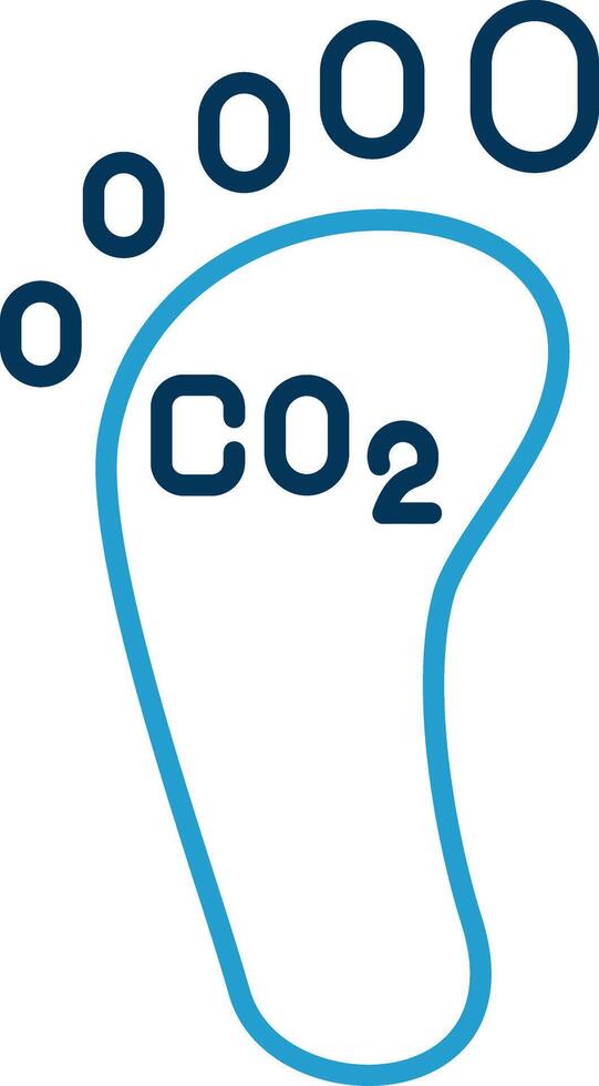 koolstof voetafdruk lijn blauw twee kleur icoon vector