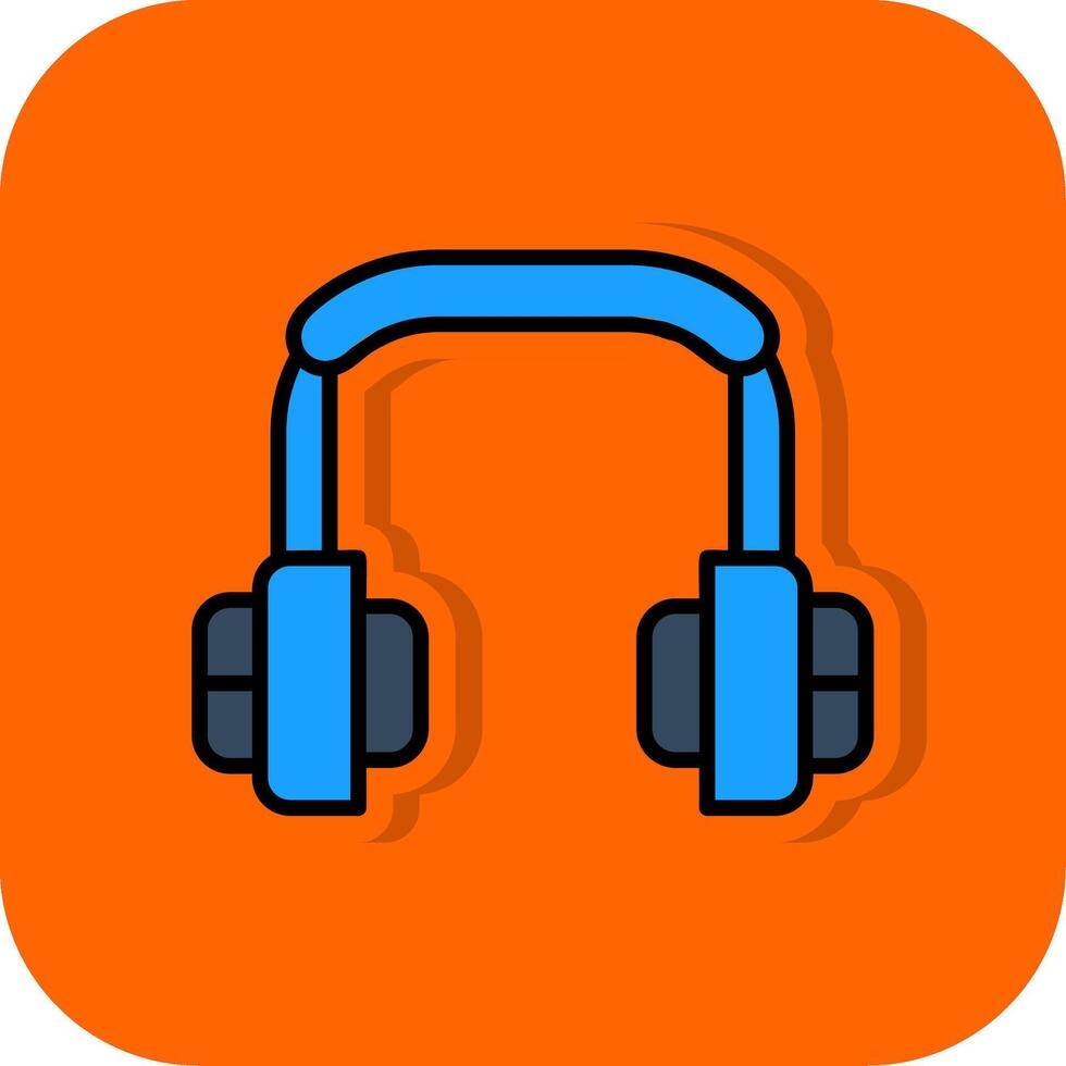 oortelefoon gevulde oranje achtergrond icoon vector