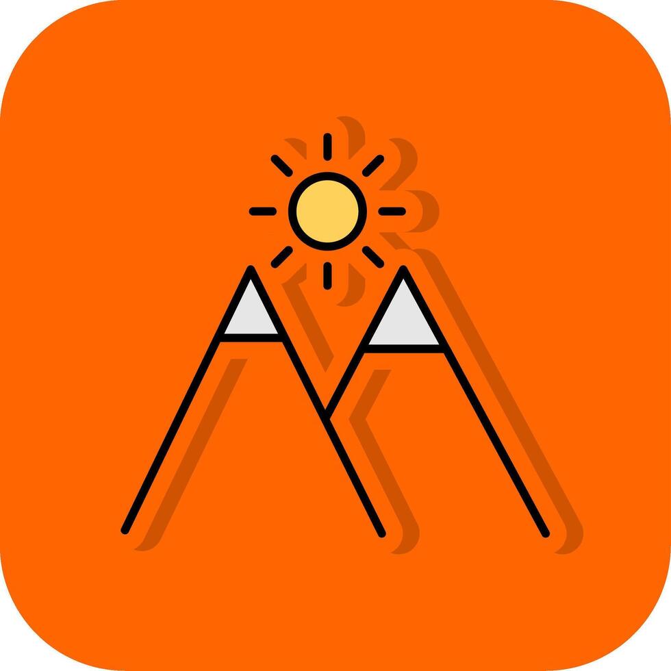 bergen gevulde oranje achtergrond icoon vector