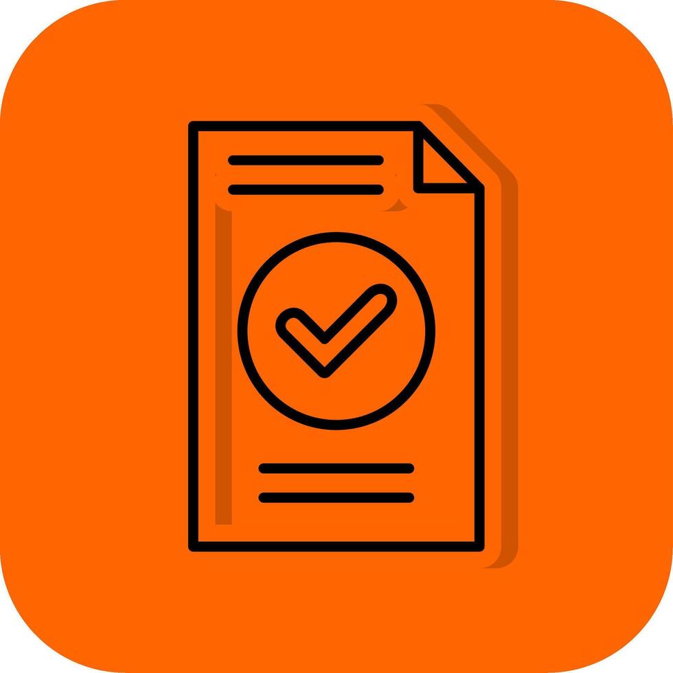 geverifieerd gevulde oranje achtergrond icoon vector