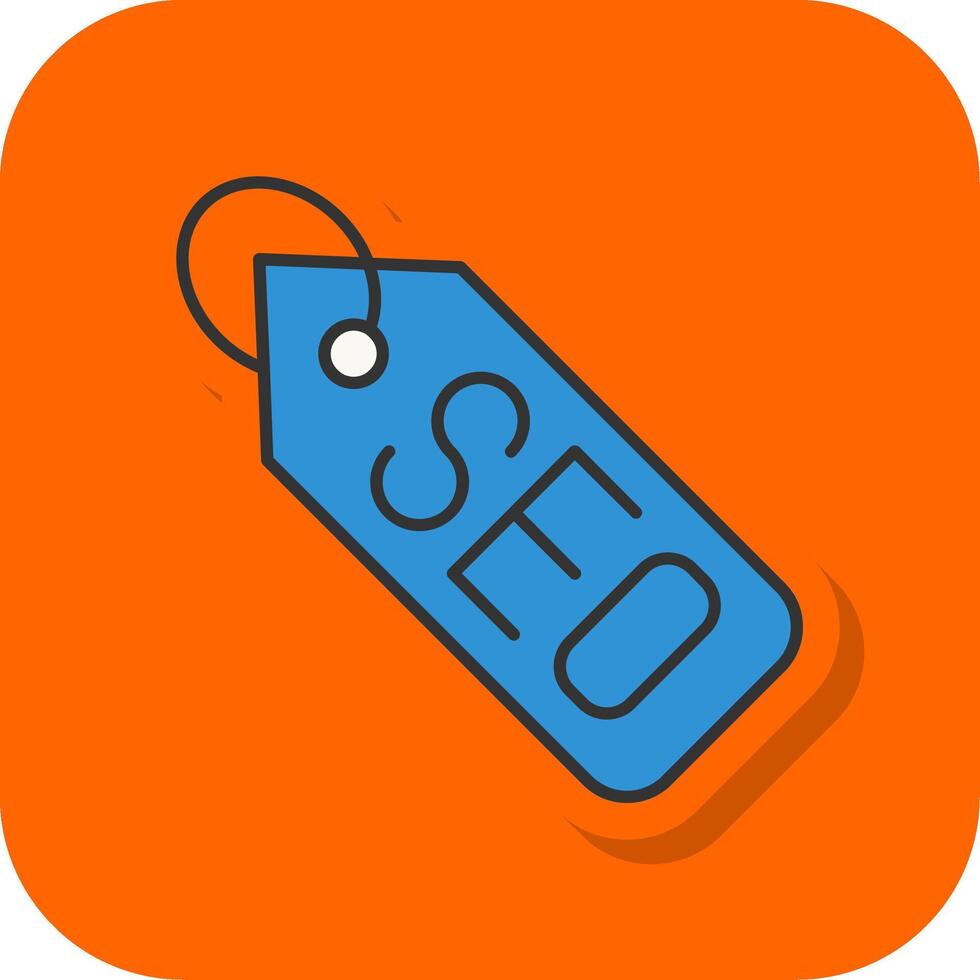 seo label gevulde oranje achtergrond icoon vector