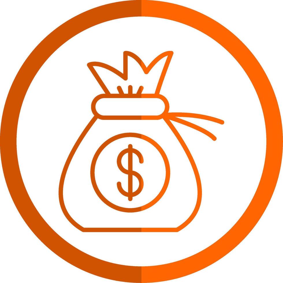 geld zak lijn oranje cirkel icoon vector