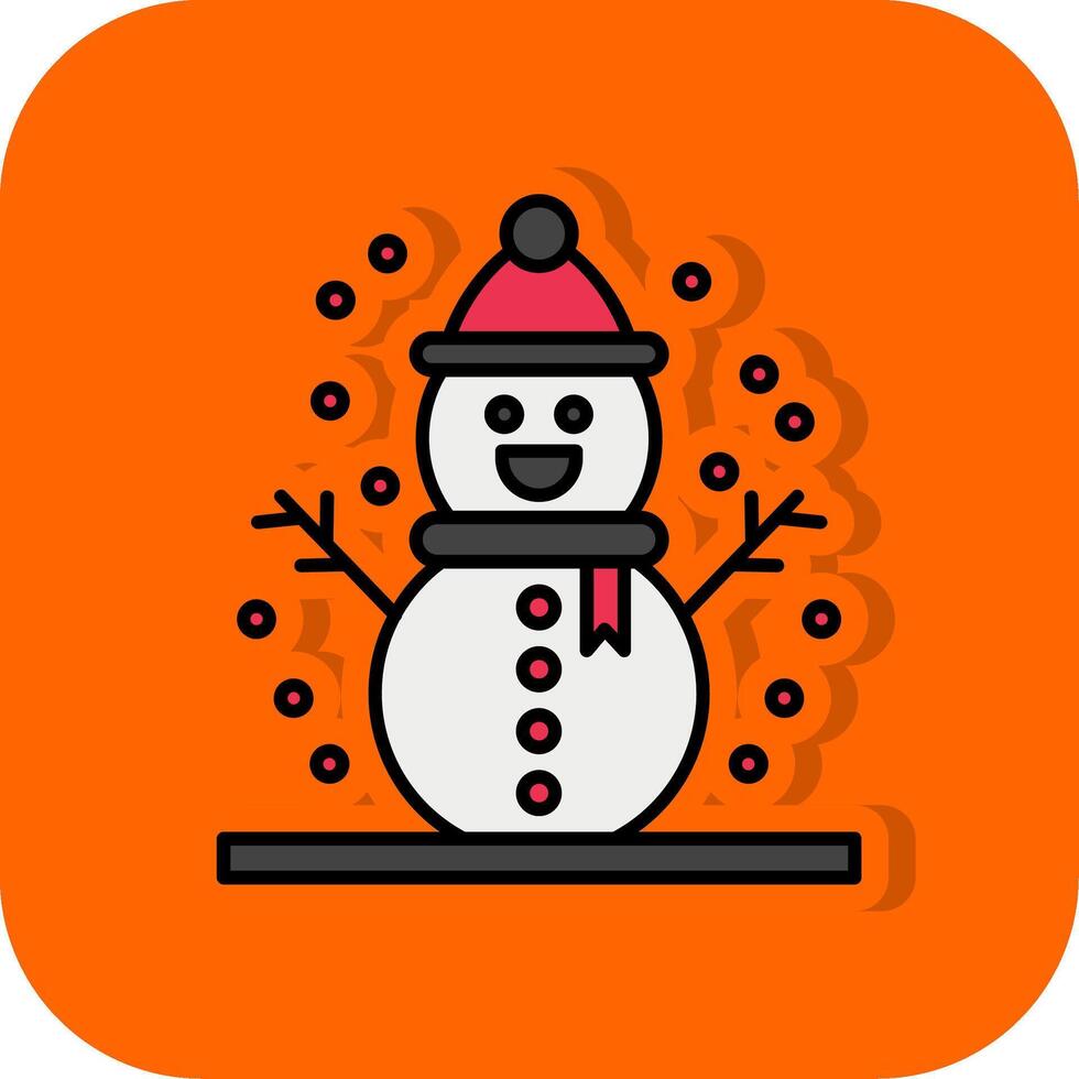 sneeuwman gevulde oranje achtergrond icoon vector