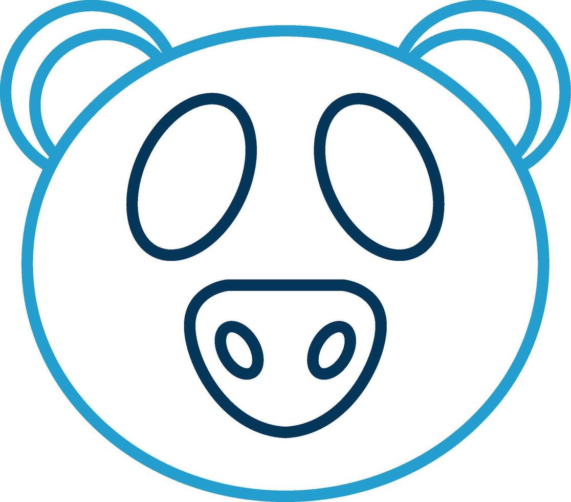 panda lijn blauw twee kleur icoon vector