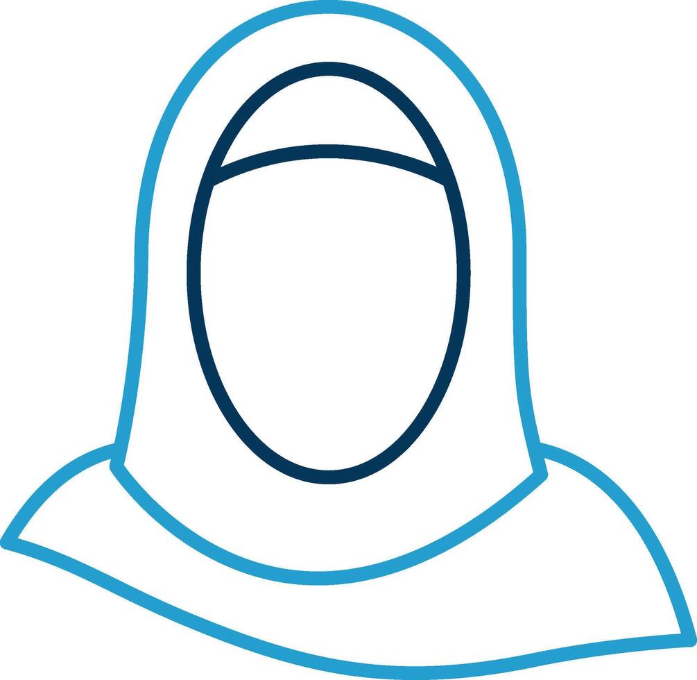 hijab lijn blauw twee kleur icoon vector