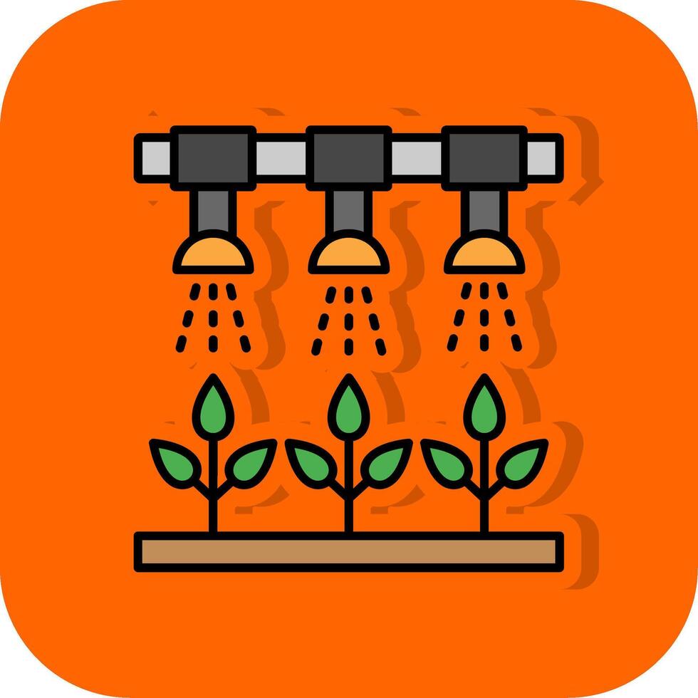 irrigatie systeem gevulde oranje achtergrond icoon vector