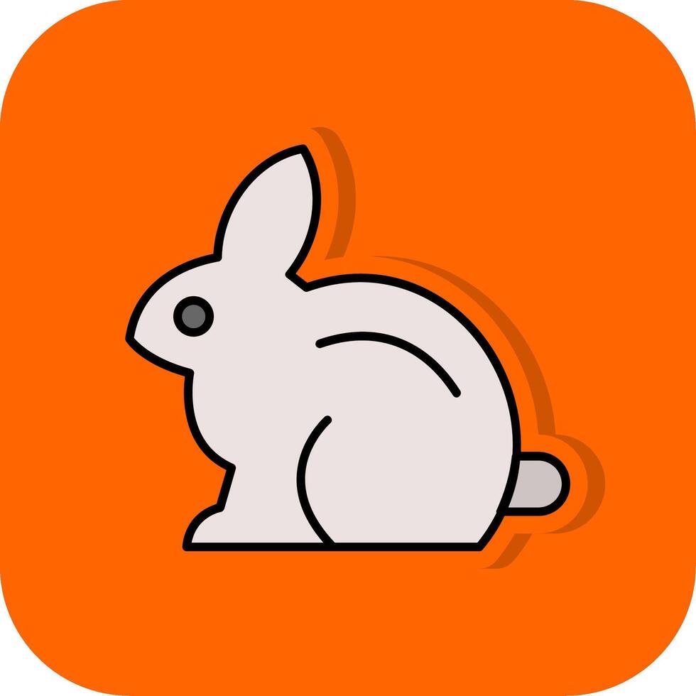 konijn gevulde oranje achtergrond icoon vector
