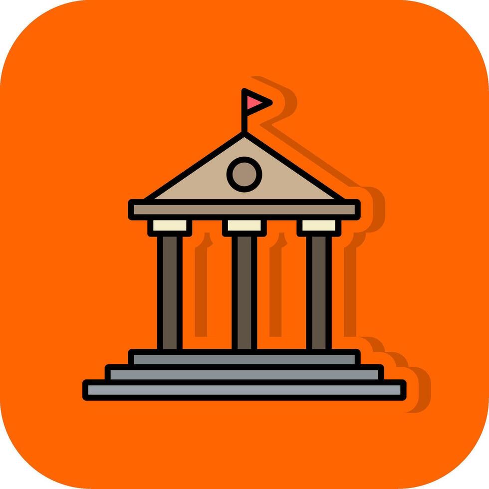 regering gebouw gevulde oranje achtergrond icoon vector