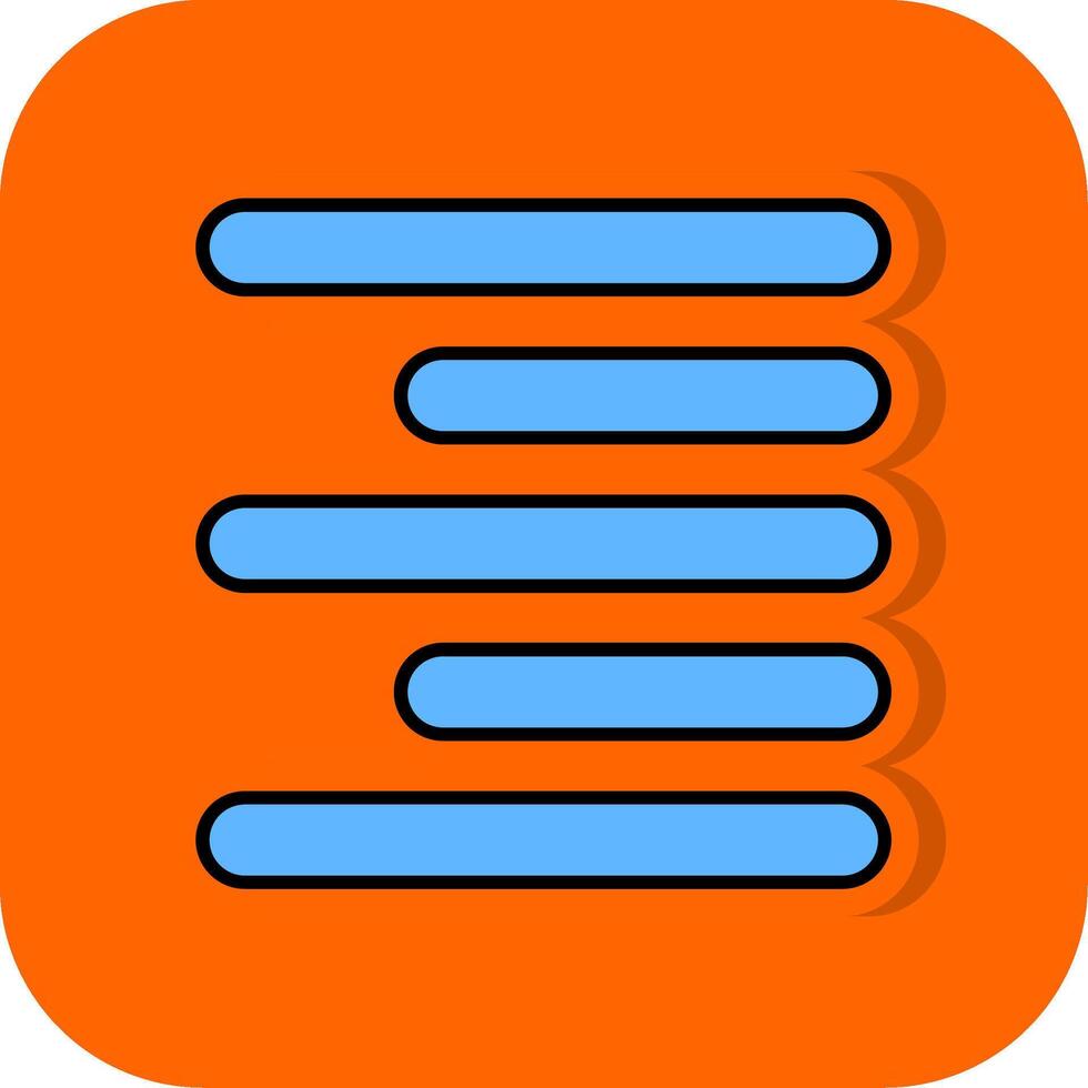 horizontaal Rechtsaf uitlijnen gevulde oranje achtergrond icoon vector