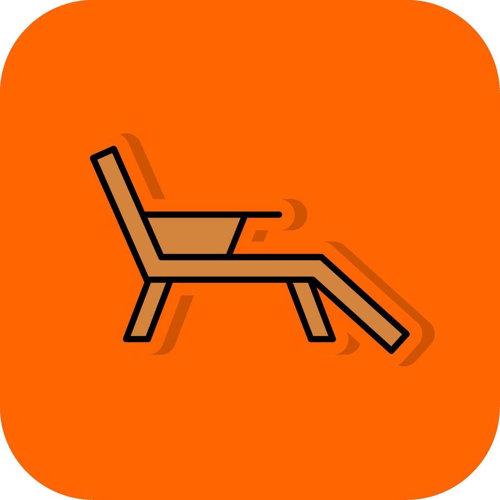 dek stoel gevulde oranje achtergrond icoon vector