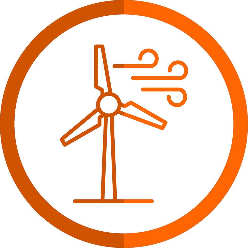 windmolens lijn oranje cirkel icoon vector