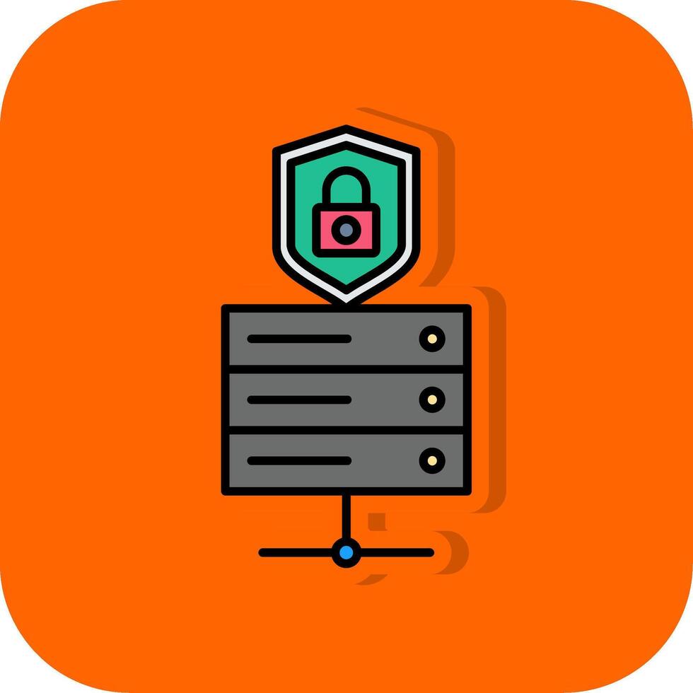 gegevens bescherming gevulde oranje achtergrond icoon vector