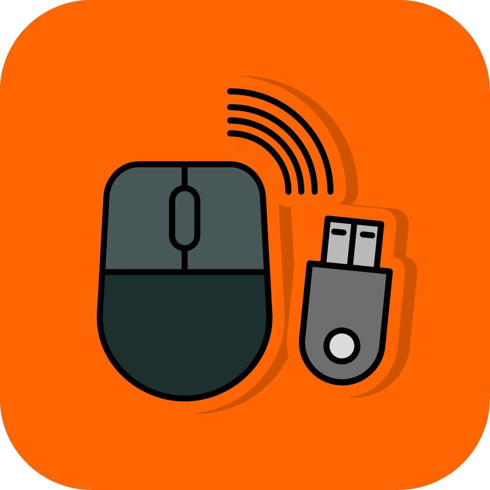 draadloze muis gevulde oranje achtergrond icoon vector