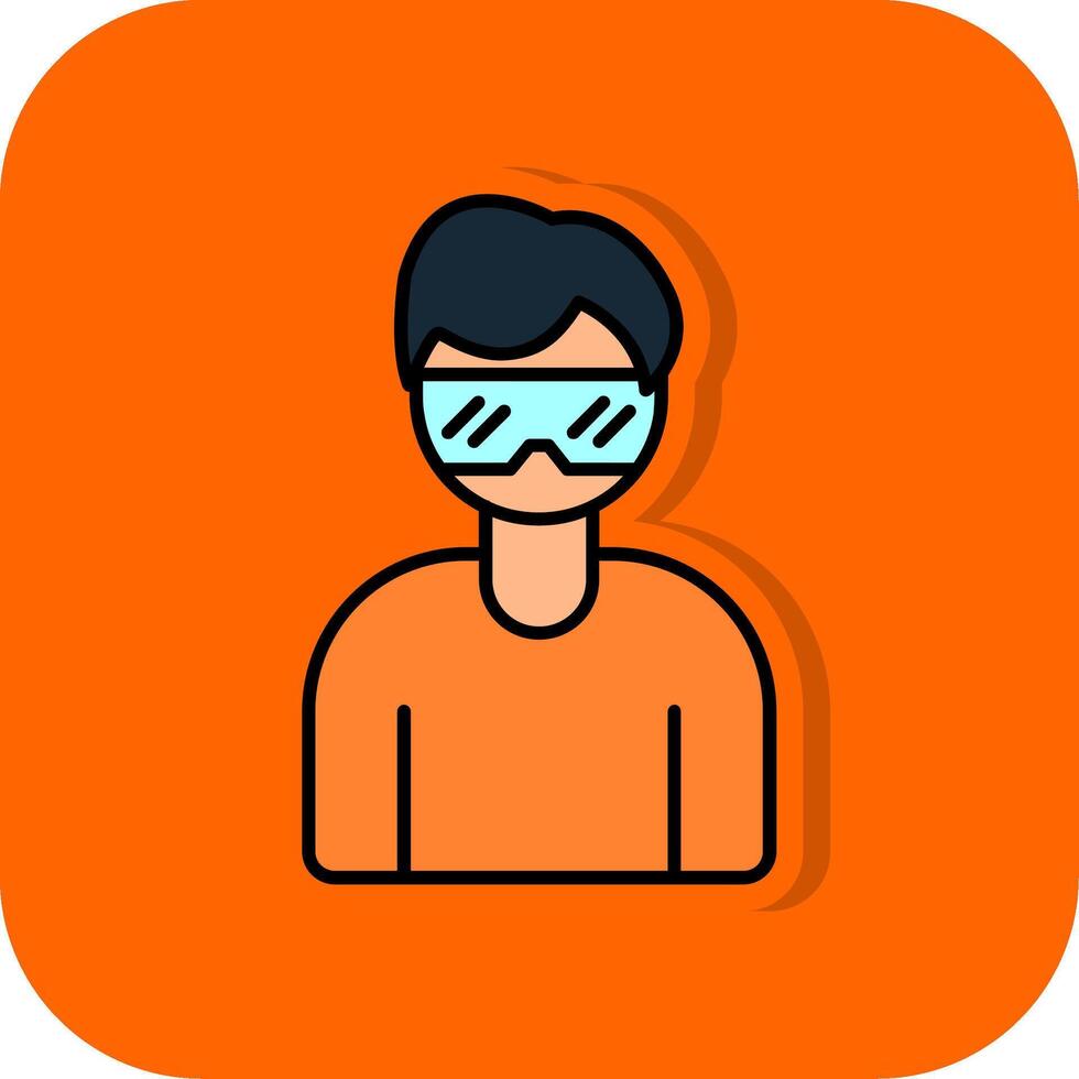 virtueel bril gevulde oranje achtergrond icoon vector