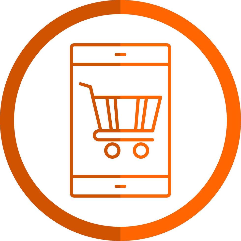 online boodschappen doen lijn oranje cirkel icoon vector