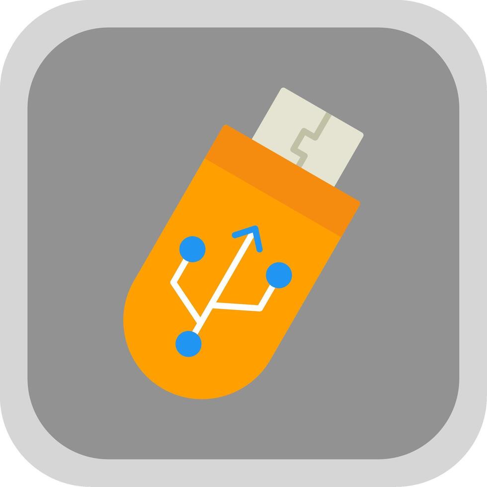 USB vlak ronde hoek icoon vector