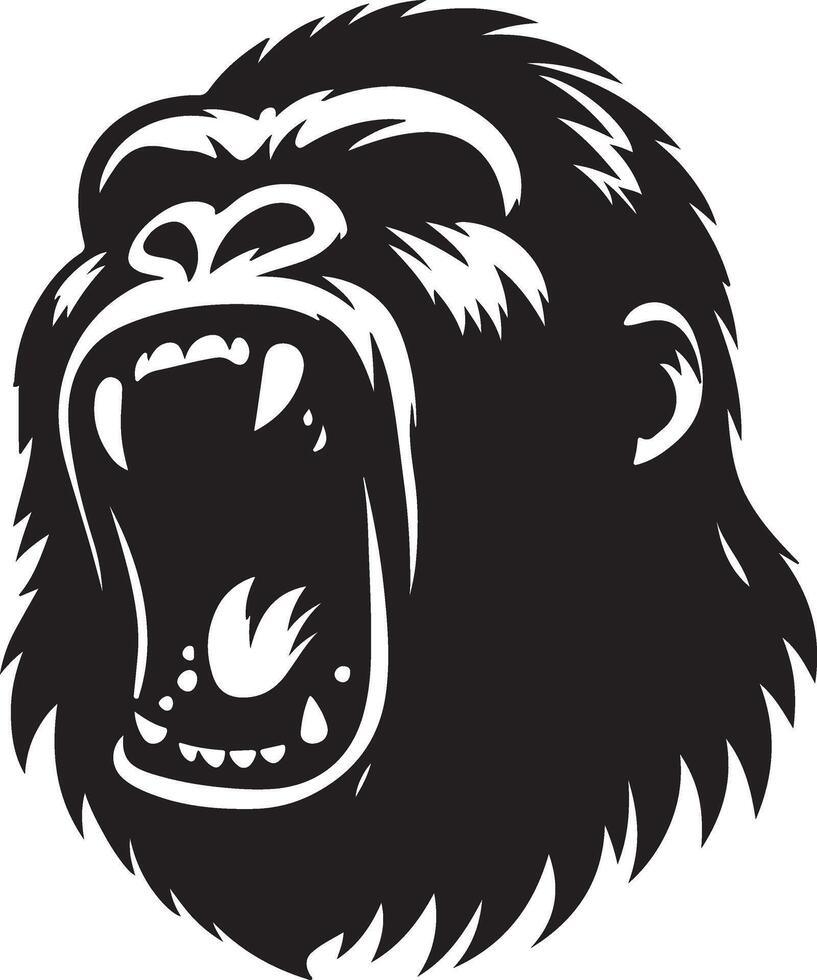 boos gorilla gehuil gezicht logo silhouet , zwart kleur silhouet 17 vector