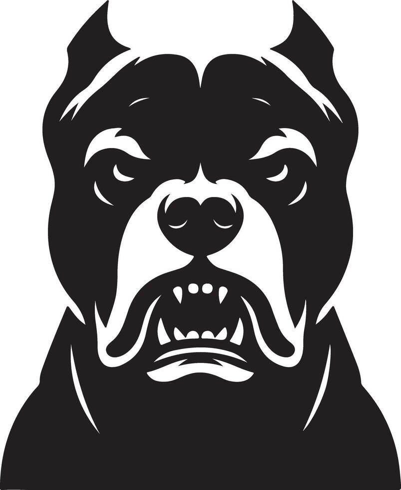 minimaal boos pitbull hond silhouet, zwart kleur silhouet 5 vector