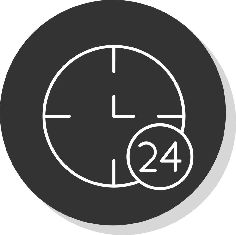 24 uren lijn grijs cirkel icoon vector
