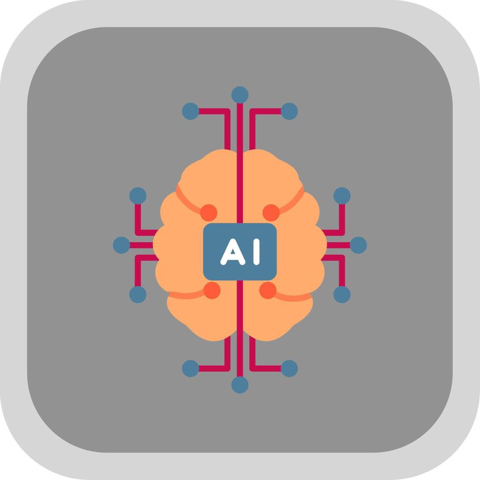 kunstmatig intelligentie- vlak ronde hoek icoon vector