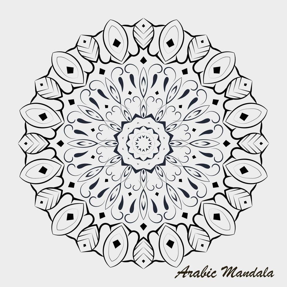 creatief zwart wit bloemen Arabisch mandala achtergrond sjabloon vector