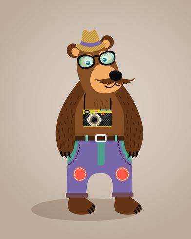 Hipster geek dierlijke teddybeer vector