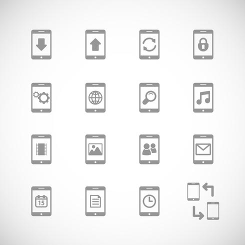 Online mobiele applicaties iconset, contour plat vector