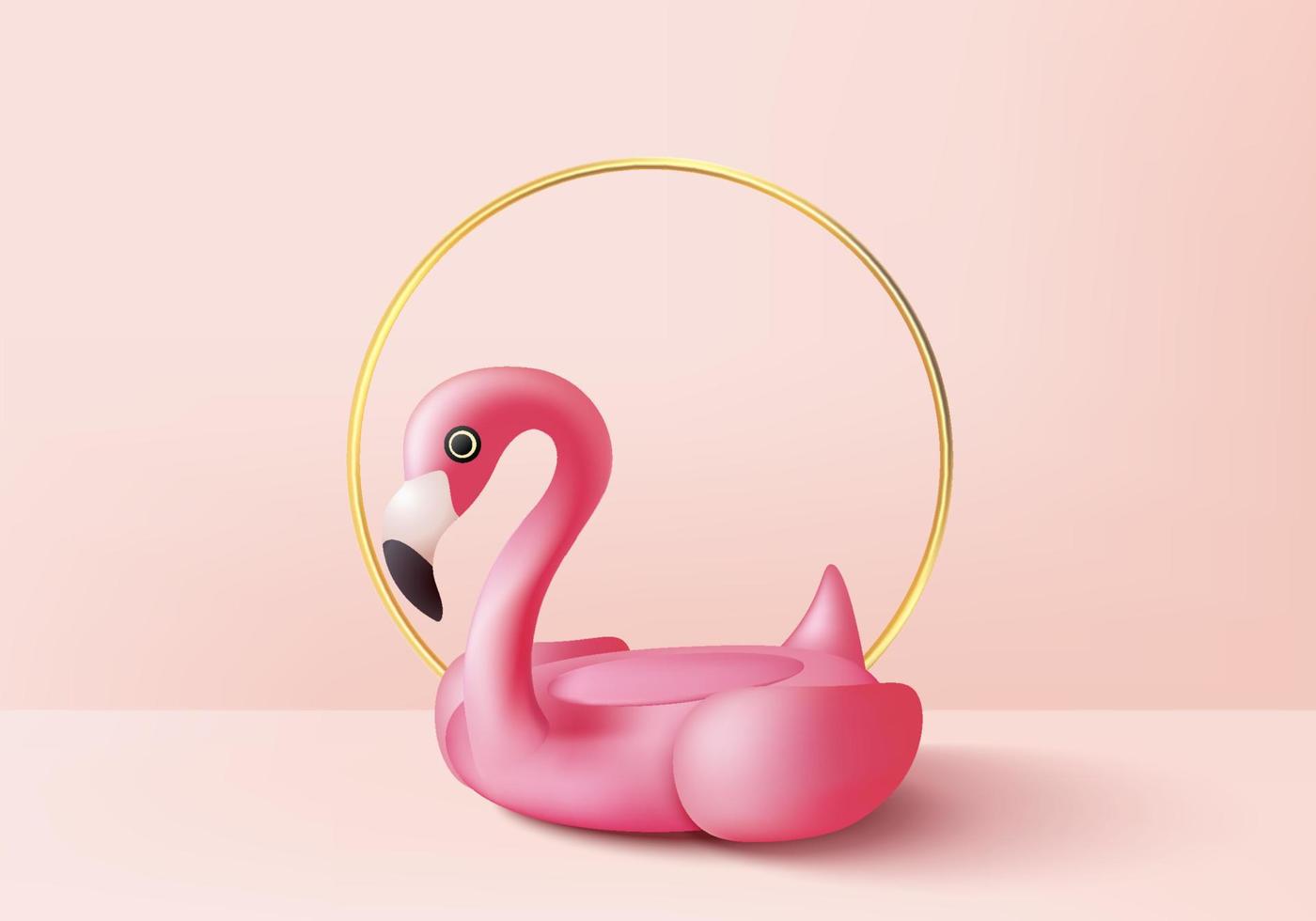 3d roze flamingo render voor de zomer, achtergrond product display podium scène met roze geometrisch platform. achtergrond vector 3d render met podium. stand om cosmetisch product vakantiestudio te tonen