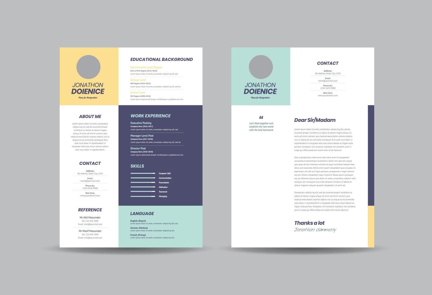 curriculum vitae cv cv sjabloonontwerp of persoonlijke gegevens voor sollicitatie vector