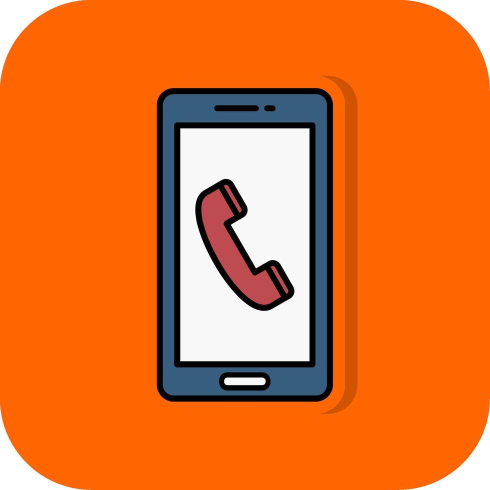 telefoon telefoontje gevulde oranje achtergrond icoon vector