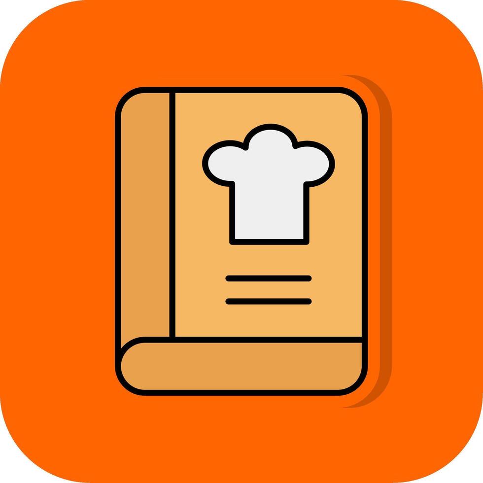koken boek gevulde oranje achtergrond icoon vector