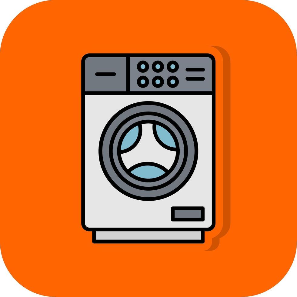 het wassen machine gevulde oranje achtergrond icoon vector