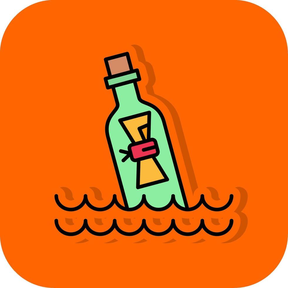 bericht in fles gevulde oranje achtergrond icoon vector