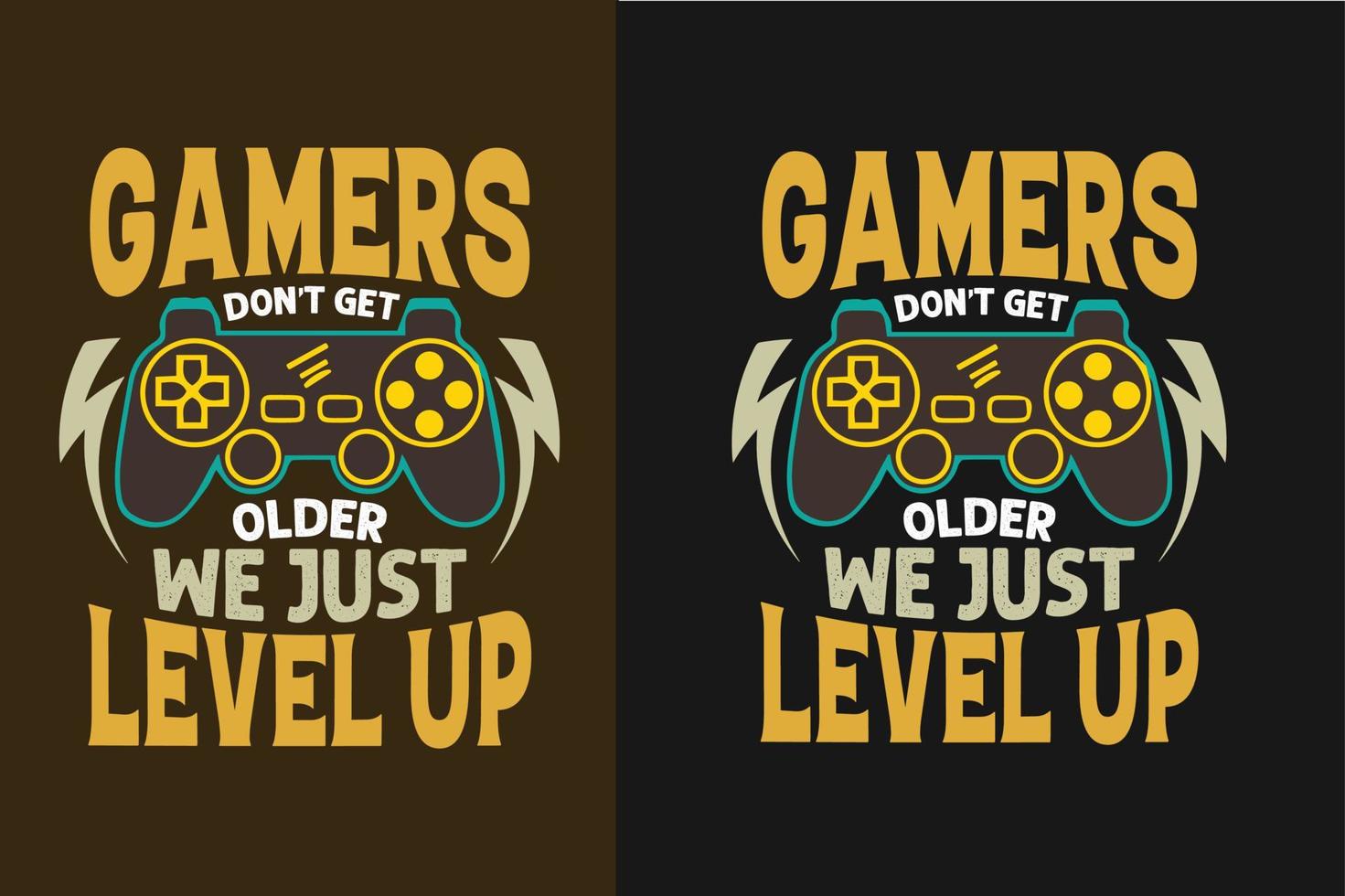 gamers worden niet ouder, we verbeteren het ontwerp van gaming-t-shirts vector