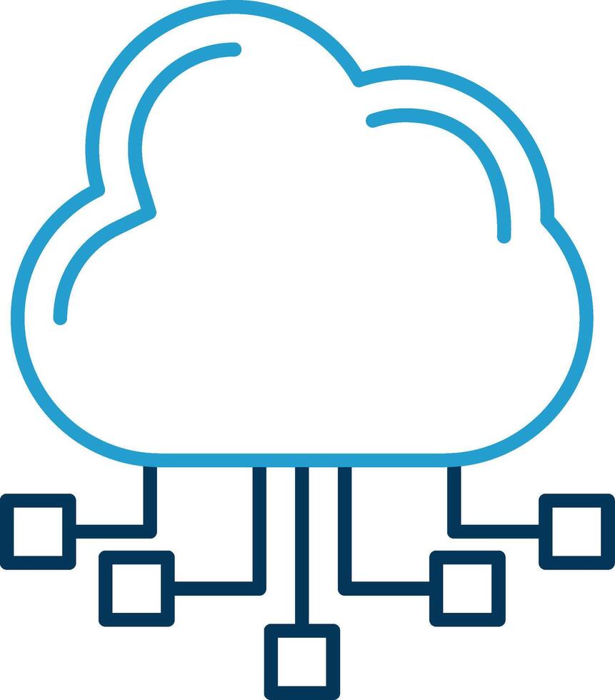 wolk server lijn blauw twee kleur icoon vector