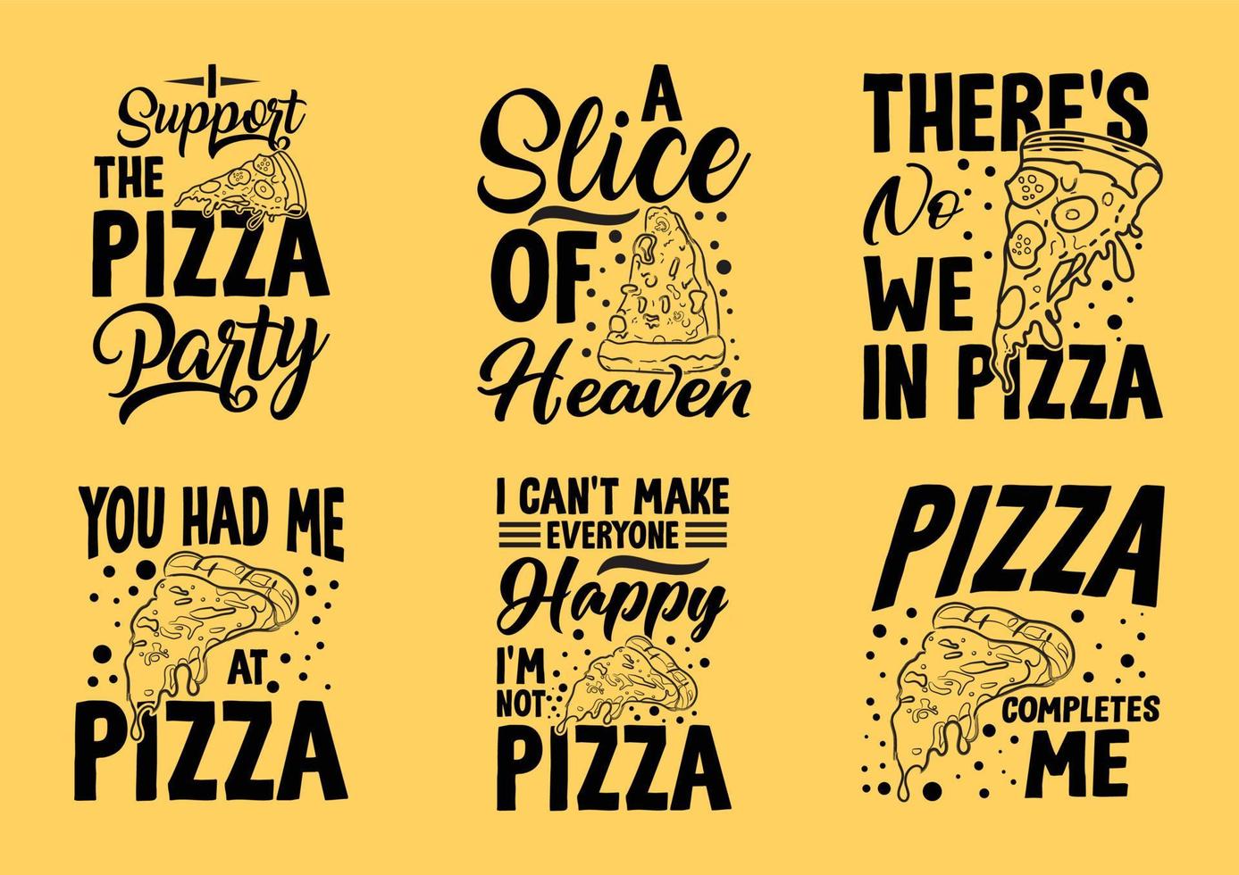 pizza typografie belettering citaten ontwerpbundel voor t-shirt en merchandise vector