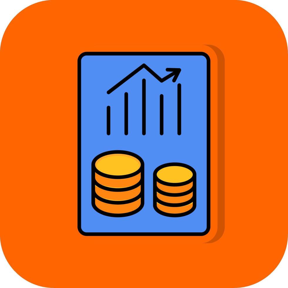 financiën verslag doen van gevulde oranje achtergrond icoon vector
