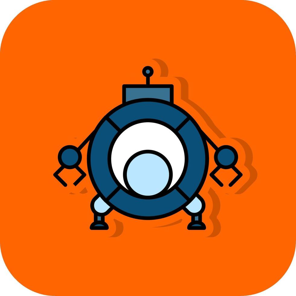 robotica gevulde oranje achtergrond icoon vector