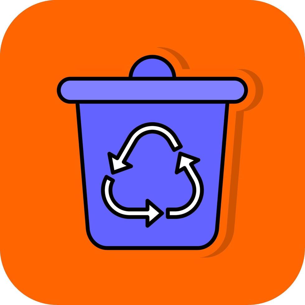 recycle bak gevulde oranje achtergrond icoon vector